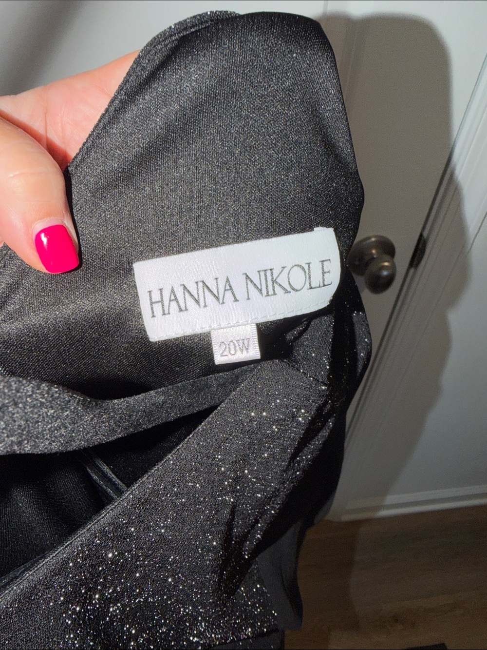 Hanna Nikole, Black Sparkle Cape Sleeve Dress, 20W - Picture 10 of 10
